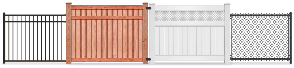 Image of a panel of four fence types