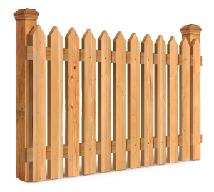 Image of a wood picket fence